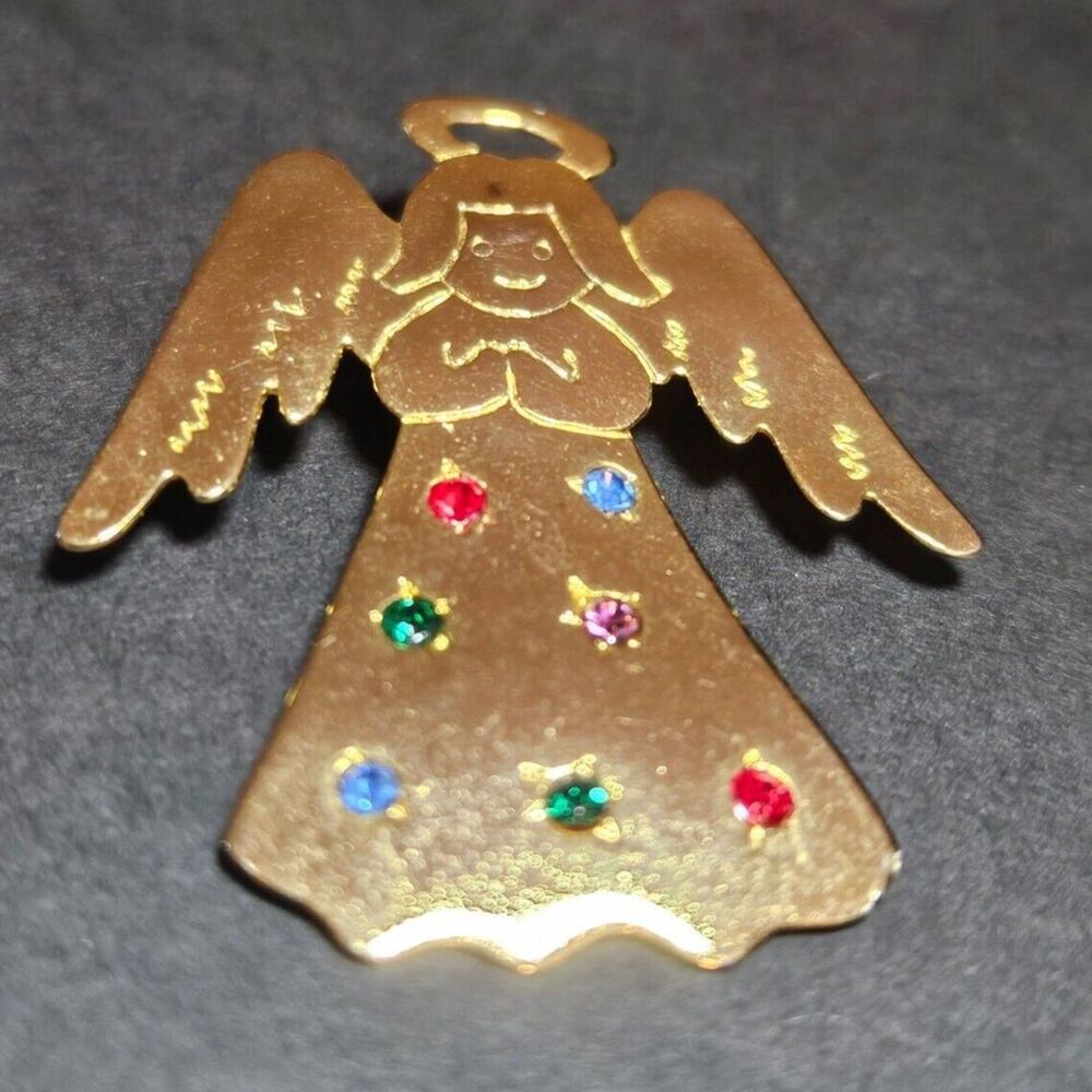 JJ gold tone holiday angel brooch